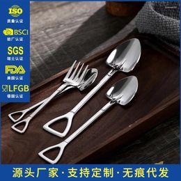Dinnerware Sets Withered Creative Military Earth Shovel Stainless Steel Ice Cream Spoon Iron Rowan Coffee Stirring Small Manufacture