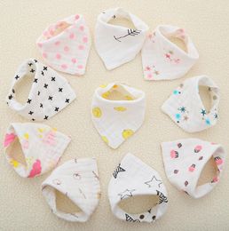 8 Layers Baby Newborn INS Print Bibs Infant Triangle Scarf Toddlers Muslin Cotton Bandana Burp Cloths 23 Colours M30928369623