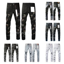 Purple Jeans Men Jeans Designer Jeans Mens Skinny Jeans Luxury Fashion Distressed Ripped Bikers Womens Denim Cargo for Men Black Pants Broken Hole Skinny Jean