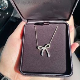 H6ba Pendant Necklaces Designer Tiffanyco Necklace t Family Bow 925 Sterling Silver Tied Diamond Full Butterfly