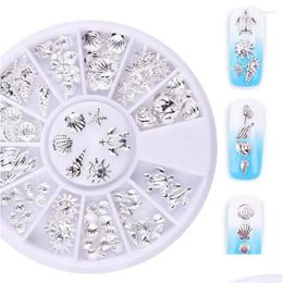 Nail Art Decorations Fashion Metal Sea Animal Stickers For Nails Cute Shell Shape Manicure Drop Delivery Dhs76