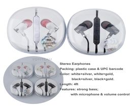 universal strong bass cell phone earphone with microphone and volume control for smartphone good sound headphones with UPC barcode4283366