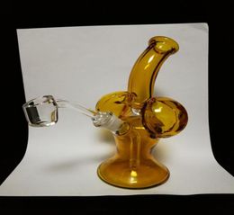 6quot Import yellow Skurper Mini Rig 14mm joint with 4mm Thick quartz banger Smoking Bongs Thick glass water pipe oil dab rigs m2718775