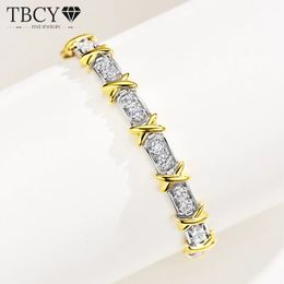 TBCYD 3mm High Carbon Diamond Bracelets Bangles For Women S925 Silver XO Row of Diamonds Two-tone Bracelets Hand Chain Jewellery 240305
