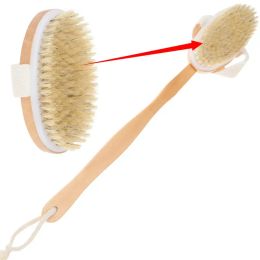 Wooden Cleansing Brushes Natural Bristle Body Brush Massager Bath Shower Brush Long Handle Back Spa Scrubber 0307