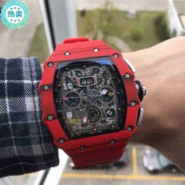 Rm11-03 Mens Multifunctional Automatic Mechanical Mill Watch Richa Personality Large Dial Fibre Red Tape High quality