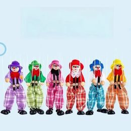Party Favor 25cm Funny Party Vintage Colorful Pull Puppet Clown Wooden Marionette Handcraft Joint Activity Doll Kids Children Gifts JJ 3.7