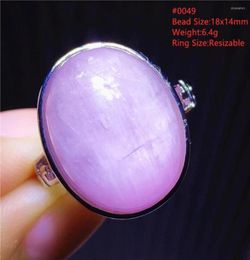 Cluster Rings Natural Purple Kunzite Adjustable Ring Woman Gemstone Cat Eye Fashion 925 Sterling Silver Jewelry5686341