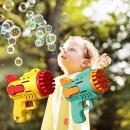 Sand Play Water Fun Bubble Gun Kids Toys Electric Automatic Soap Rocket Bubbles Machine Outdoor Wedding Party Toy LED Light Children Birthday Gifts