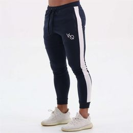Joggers Sweatpants Men Sports Fiess Cotton Embroidered Splice Casual Pants Gym Running Training Stretch Trousers