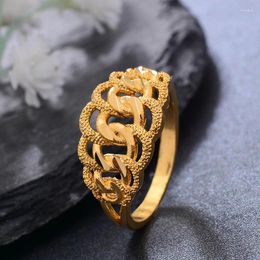 Cluster Rings Ethiopia Dubai Hip Hop Small Gold Colour For Women Girls Flower Simple Finger Trend Ring Jewellery Party