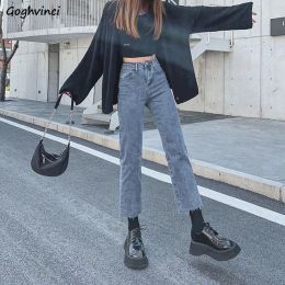 Earrings Anklelength Jeans Women Ripped Vintage Elasticity High Quality Washed Haruku Allmatch Students Leisure Lady Daily Female New