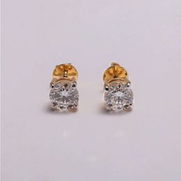 1 Ct Round Cut Cvd Diamond Stud Earrings for Women Solid 18kt Yellow Gold Earring Gift