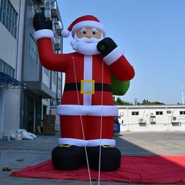Giant Christmas inflatable Santa Claus Outdoor Inflatables father old man Decoration Customised Advertising with LED light free air ship