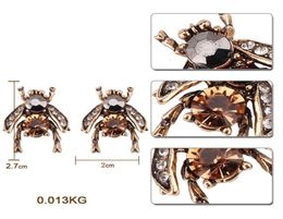 Wholefashion luxury designer exaggerated cute lovely crystal bee insects animal stud earrings for woman7273999