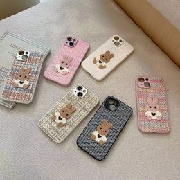 Designer Luxury Phone Case Braided pattern Small Xiang Rabbit embroidery Fashion iPhone 15 14 13 12 11 Pro max 14plus 7 8 plus XR XS xsmax phone case