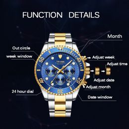 2021 TEVISE Fashion Automatic Mens Watches Stainless Steel Men Mechanical Mristwatch Date Week Display Male Clock with box243a