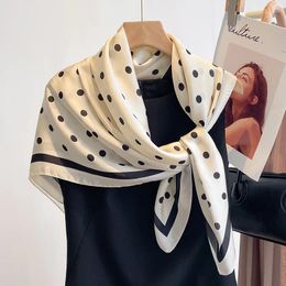 Scarves 2024 Silk Scarf 90x90cm Branddesigner Hair Print Head Large Handkerchief Hijab Shawl Women Bandanna Foulard Muffler Wrap