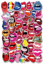50Pack No Repeats Sexy Lip Sticker Cartoon Graffiti Stickers Personality Luggage DIY Lady Lip Decals PVC Kissing Pictures5831178