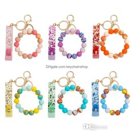 Keychains & Lanyards Keychains Lanyards Cute Wrist Key Chain Sile Beads Fashion Bank Card Grabber For Long Nail Atm Keychain Cards Cl Dh6R5