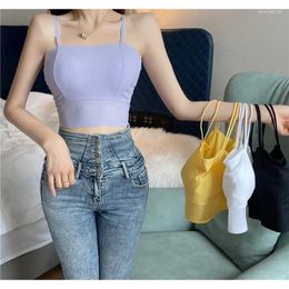 Camisoles & Tanks Ice Silk Seamless Strap Tube Top Underwear Without Steel Ring Push Up Breathable Inner Wear Base Sexy Comfortable Outdoor