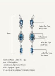 Stud GEM039S BALLET 4 88Ct Natural London Blue Topaz Gemstone Drop Earrings 925 Sterling Silver Flower for Women Fine Jewellery 22646806