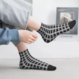 Men's Socks Lattice Purple White LatticeMen Women OutdoorNovelty Spring Summer Autumn Winter Stockings Gift