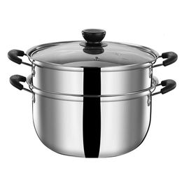 Dumpling Soup Pot Work Metal Cooking Utensils Stock Pots Nonstick Stainless Steel Kitchen Steam Steamer Kitchen Pan Cookware 240321