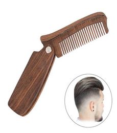 Professional Beard Comb GreenRed Sandalwood Folding Beard Grooming Tools Comb Men Women Wooden Hair Brushes2455222