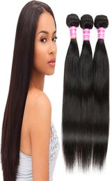 Natural Black Straight Virgin Human Hair Extensions Malaysian Peruvian Mongolian Cambodian Indian Brazilian Human Hair Weaves Unpr2425392