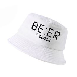 100% cotton funny BEER OCLOCK print men fisherman hats cool summer funny men women bucket hat outdoor panama fishing cap243x