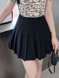 Dresses Oversized Pleated Skirt for Women Clothing Fashion High Waist Grey Skirts Sweet Black Aline Bottoms