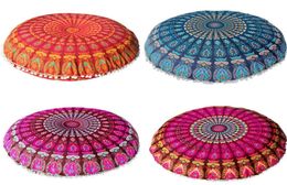 Large 8080cm Mandala Floor Pillows Bohemian Meditation Cushion Cover Round Pouffe Retro Boho Tapestry Cover Cases203786815