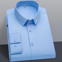 High Quality Stretch Anti-Wrinkle Non-iron Men Shirts Long Sleeve Dress Shirts Male Slim Social Business Casual Shirt S-6XL 240307