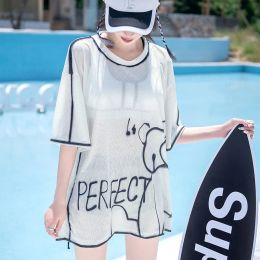 Swimwear 2023 Korean Style Threepiece Women Swimsuit Women Cover Belly Hot Spring Conservative Holiday Beachwear Summer Bikini Set