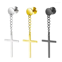 Stud Earrings Fashion Trend Women Stainless Steel Star Chain Cross Simple Temperament Ear Studs Gold Silver Colour Black Earring Jewellery