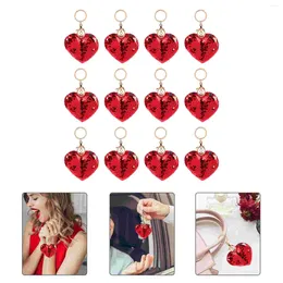 Keychains 24pcs Heart Shaped Glitter Sequins Charm Keychain Bag Hanging Decoration Key Ring