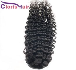 Drawstring Ponytail Extensions Deep Wave Human Hair Malaysian Remy Ponytail With Clip Ins For Black Women Adjustable Deep Curly Ha1910979