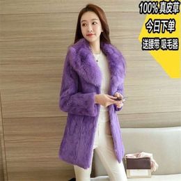 PP Haining Fox Collar Rabbit Coat, Medium Length Fur Integrated Short Style Autumn And Winter Women's Clothing, Showing Off 413366