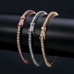 Tennis Rock Tennis Chains Hip-hop Tide Mens Zircon-microencased 3mm Tennis Bracelets for Men Women Jewellery