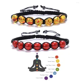 Charm Bracelets Chakra Healing Reiki Beads Bracelet Natural Balance Stones Wrap For Women Men Black Rope Braided Bangle Jewellery