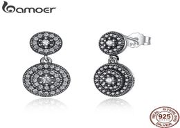 925 Sterling Silver Radiant Elegance Earrings Clear CZ Crystals Surrounded Ancient Women Drop Earings PAS471 2106243509340