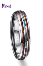 Wedding Rings Nuncad 8mm Hawaiian Koa Wood And Abalone Shell Tungsten Carbide For Men Comfort Fit Size 5146800246