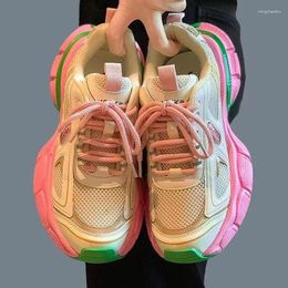 Casual Shoes Women Pink Sneakers 35-40 Fashion Vintage Autumn Running Lady Lace Up Zapatillas Mujer Platform 855