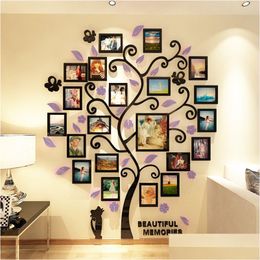 Wall Stickers 3D Acrylic Crystal Wall Sticker Adhesive Diy Stereo Po Frame Tree Pattern Wear Resistant Home Accessories 220328 Drop De Dhoat