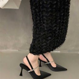 Chic Women Stiletto Sandals Black Flip Flops For High Heels Evening Women's Shoes Spring Summer Mary Jane Single Shoes 240228