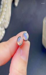 Stud Earrings Simple Opal Silver For School Girl 5mm Natural White Solid 925 Jewelry9839185