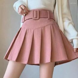 Skirts Korean Style Y2k Corduroy Short Skirt For Women Spring Fashion High Waist A Line Pleated Elegant Sexy Club Mini
