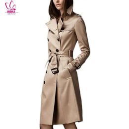 SUSOLA Trench Coat Women Lady Autumn Khaki Black and Wine Red S-2XL Double-breasted Long Slim Windbreaker Feminina 240307