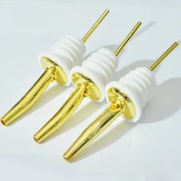 Pourer Bottle Caps Liquor Wine Spirit Gold Color Stainless Steel Free Flow Mixer Pour Spout Stopper LL